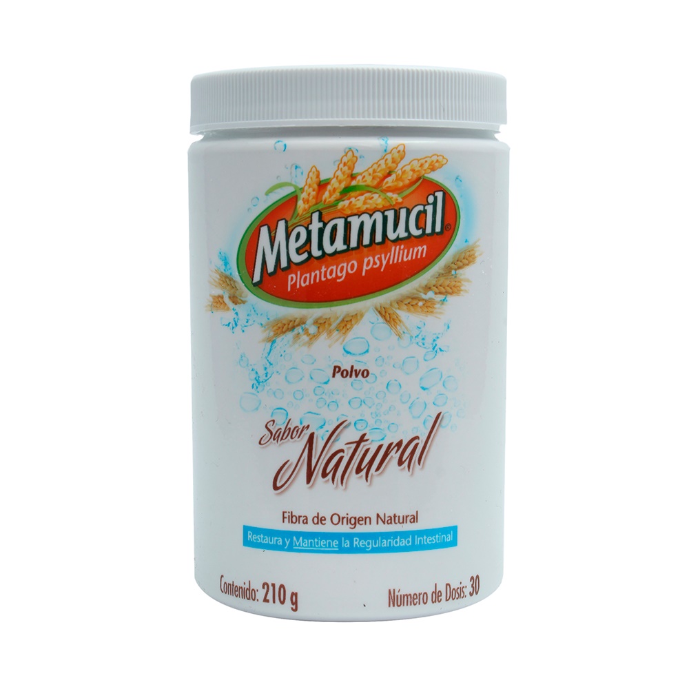 Metamucil Sabor Natural Flora de Origen Natural 210G, Plantago psyllium