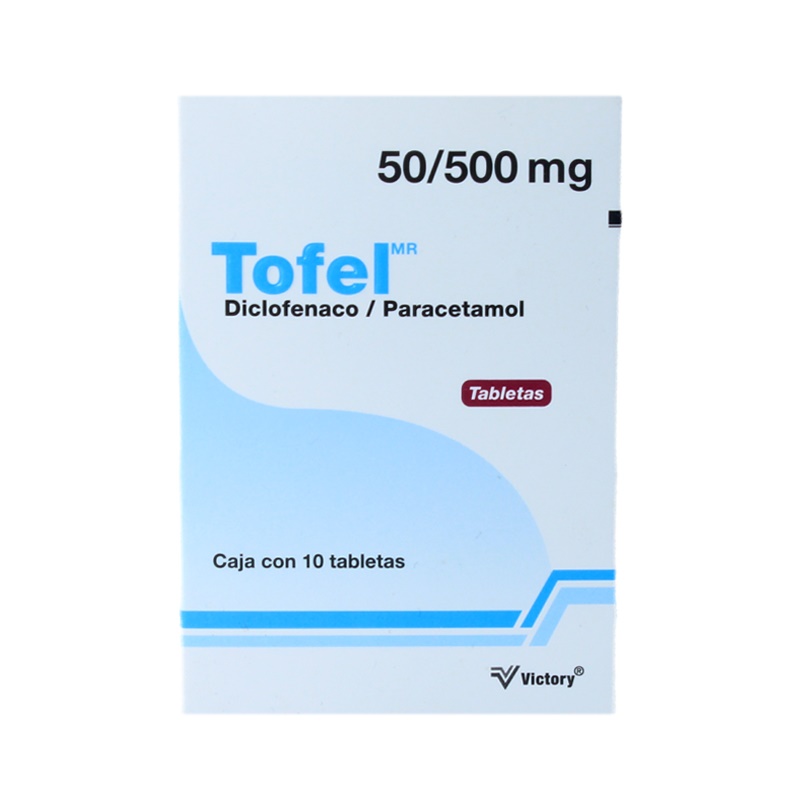 Tofel Diclofenaco/Paracetamol 10 Tabletas