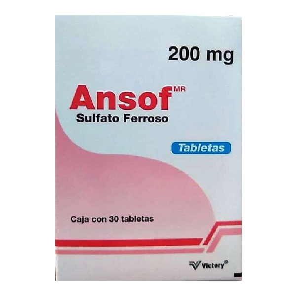 Ansof (Sulfato Ferroso) 200 MG 30 Tabletas