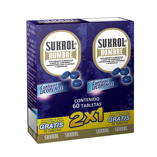 Sukrol Hombre Frasco 30 Tabletas 2 Pack