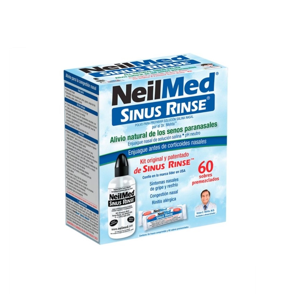 Sinus Rinse Enguaje Nasal Polvo para Preparar Solución Salina Kit 60 Sobres