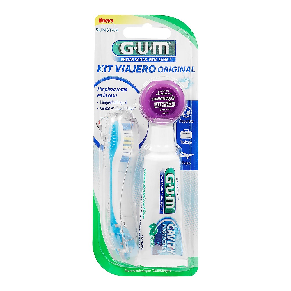 Kit Viajero Original Gum 3 Piezas Cepillo/Pasta/Hilo Dental