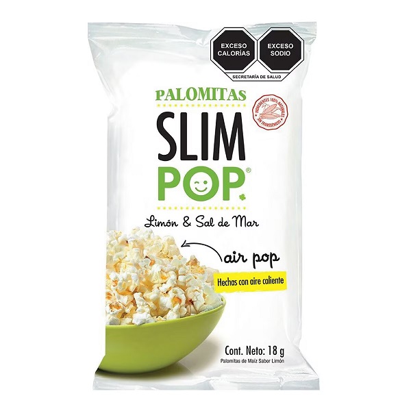Slim Pop Palomitas Limón y Sal de Mar 18G