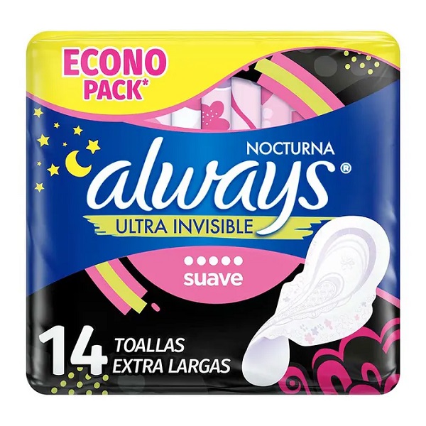 Always Ultra-Gel Nocturna Suave 14 Toallas