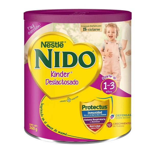 Nido Kinder Deslactosado 1 a 3 Años Polvo Bote 360G