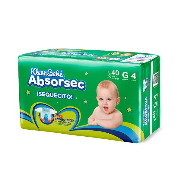 Kleen Bebé Absorsec Ultra Pañales Unisex Grande 40 Piezas