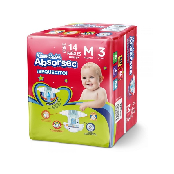 Kleenbebé Absorsec Mediano 14 Piezas
