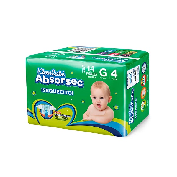 Kleenbebé Absorsec Grande 14 Piezas
