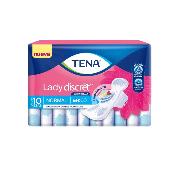 Tena Lady Discret Normal Toallas 10 Piezas