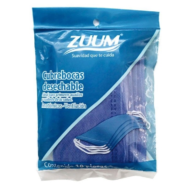 Zuum Cubrebocas Plizado 10 Piezas
