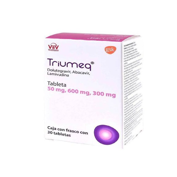 Triumeq Dolutegravir/Abacavir/Lamivudina 50/600/300mg 30 Tabletas