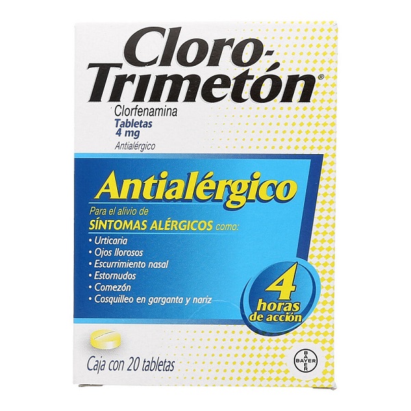 Cloro-Trimetón Clorfenamina 4MG Caja 20 Tabletas
