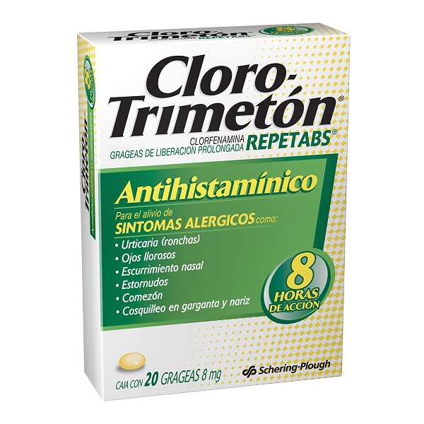 Cloro-Trimetón Repetabs Clorfenamina 8MG Caja 20 Grageas