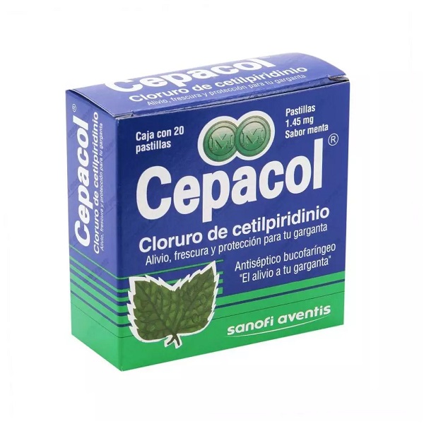 Cepacol Cloruro de Cetilpiridinio 1.45MG Menta Caja 20 Pastillas