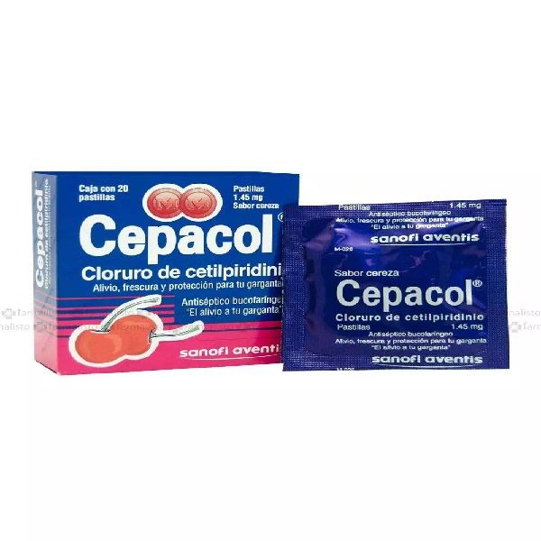 Cepacol Cloruro de Cetilpiridinio 1.45MG Cereza Caja 20 Pastillas