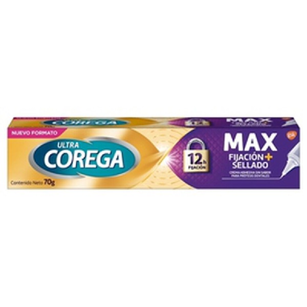 Corega Ultra max Crema Adhesiva sin Sabor para Protesis Dentales 70 g