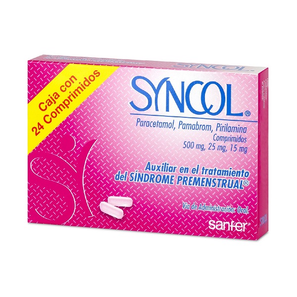 Syncol Paracetamol/Pamabrom/Pirilamina Caja 24 Comprimidos