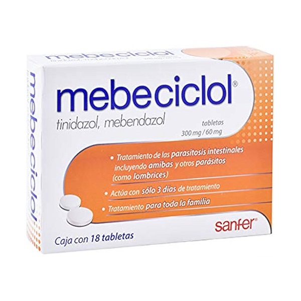 Mebeciclol Tinidazol/Mebendazol Caja 18 Tabletas