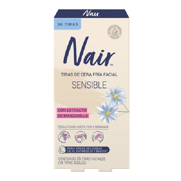 Nair Sensible Tiras Depiladoras de Cera Fría 36 Piezas