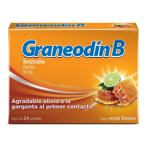 Graneodín B Benzocaína 10MG Miel-Limón 24 Pastillas