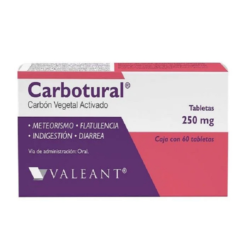 Carbotural Carbón Activado 250mg 60 Tabletas