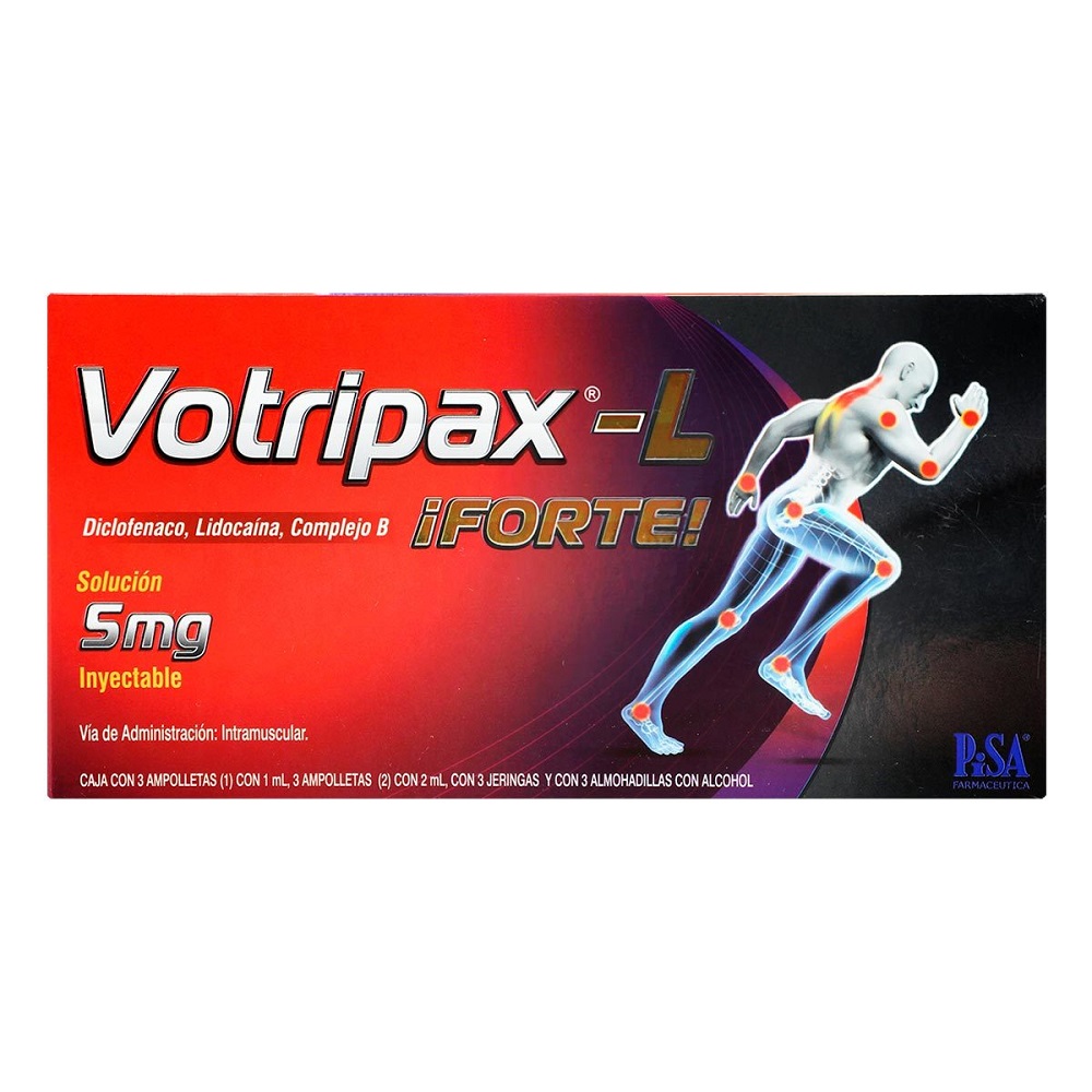Votripax-L Diclofenaco/Lidocaína/Complejo B 3 Ampolletas 2ml
