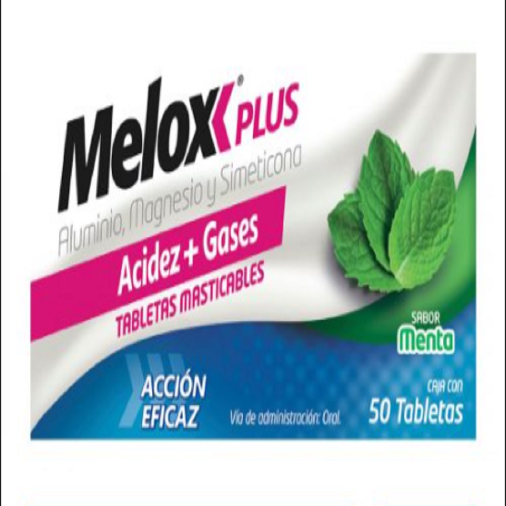 Melox Plus Menta 50 Tabletas Masticables