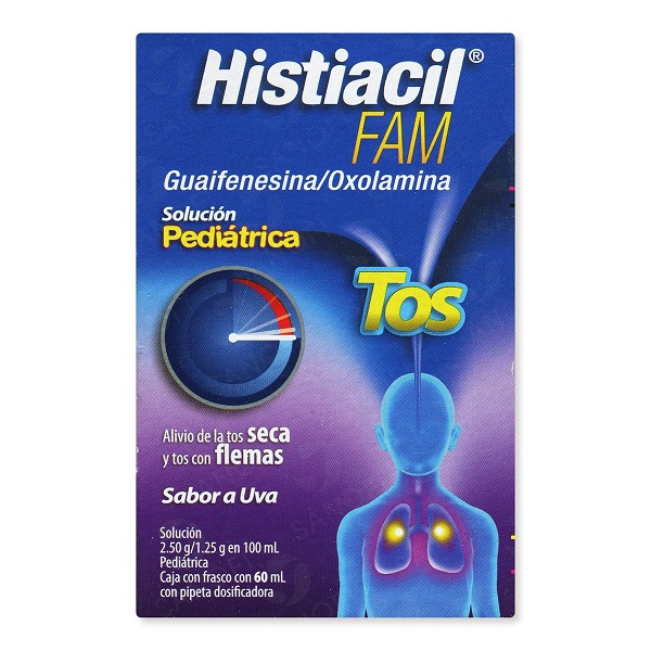 Histiacil FAM Guaifenesina/Oxolamina Solución Pediátrica Frasco 60ML