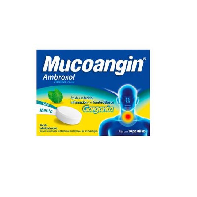 Mucoangin Menta Ambroxol 20mg 18 Pastillas