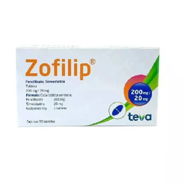 Zofilip (Fenofibrato/Simvastatina)  30 Tabletas