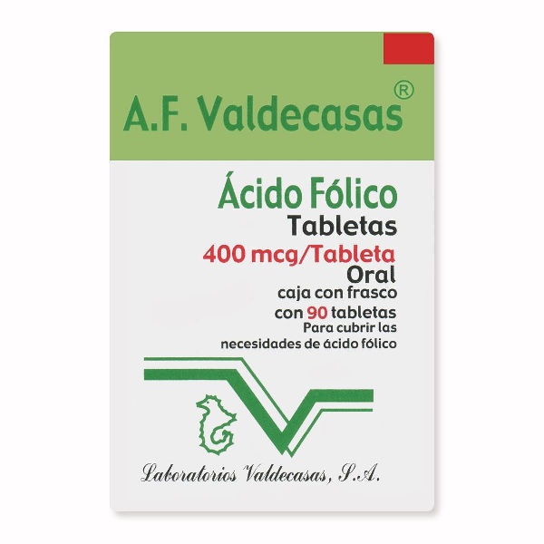 Valdecas (Ácido fólico) 400mcg  90 Tabletas