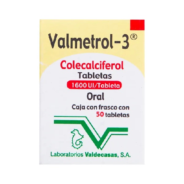 Valmetrol (Vitamina D3) 1600UI  50 Tabletas