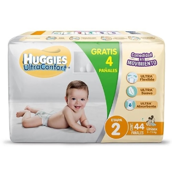 Huggies Ultraconfort Pañales Unisex Etapa 2 44 Piezas