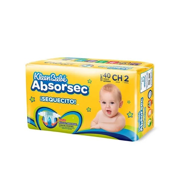 Kleenbebe Absorsec Pañales Unisex Etapa 1 40 Pañales