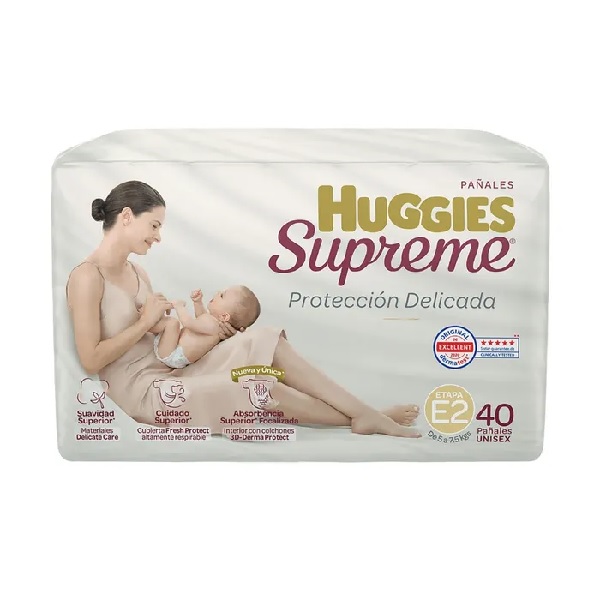 Huggies Supreme Pañales Unisex Etapa 2 40 Piezas
