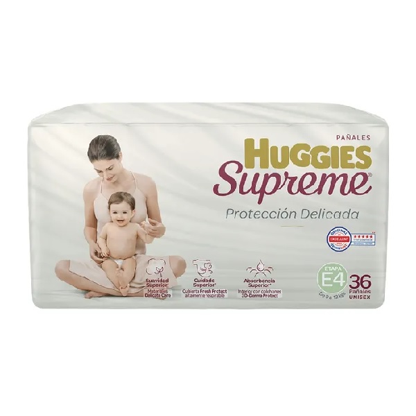 Huggies Supreme Pañales Unisex Etapa 4 36 Piezas