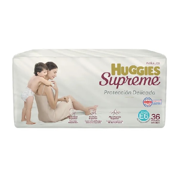 Huggies Supreme Pañales Unisex Etapa 6 36 Piezas