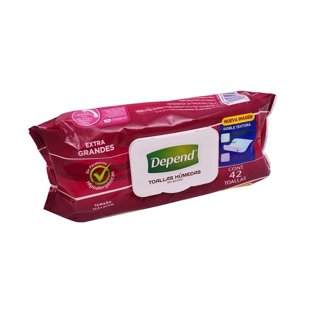 Depend Toallas Húmedas Extra Grandes 42 Piezas