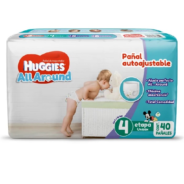 Huggies All Around Pañales Unisex Etapa 4 40 Piezas