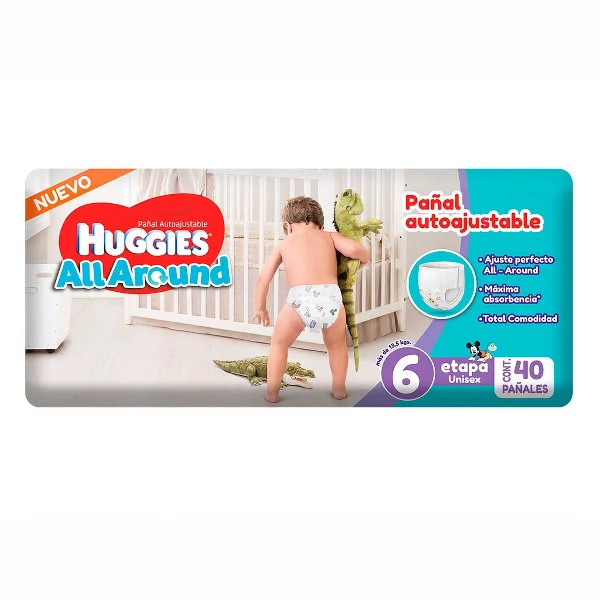 Huggies All Around Pañales Unisex Etapa 6 40 Piezas