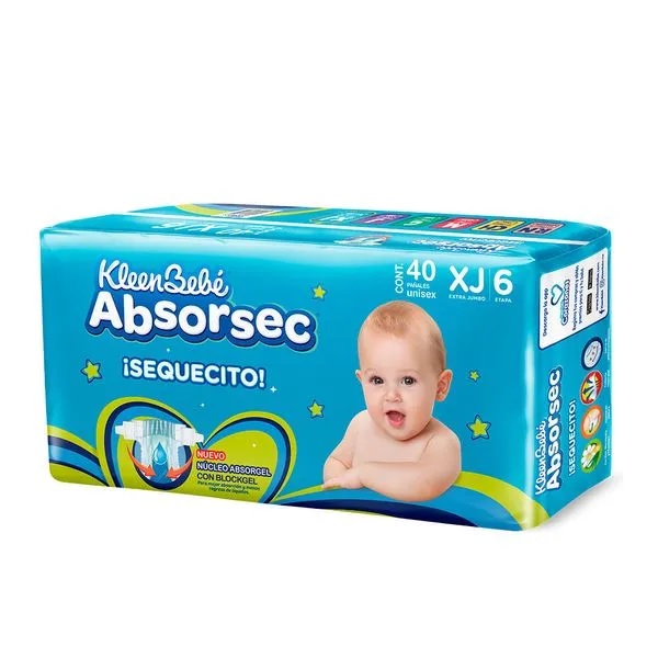 Kleenbebe Abosorsec Pañales Unisex Etapa 6 40 Piezas