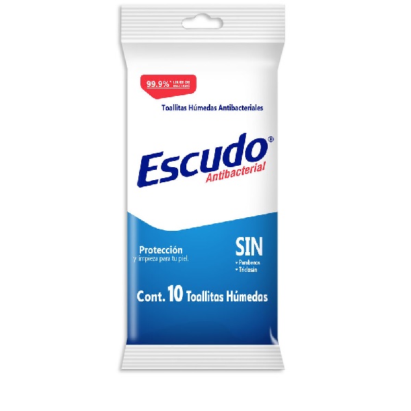 Escudo Toallitas Húmedas Antibacteriales 10 Piezas
