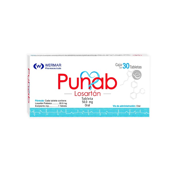 Punab (Losartan) 50mg 30 Tabletas