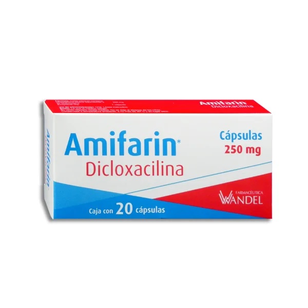 Amifarin (Dicloxacilina) 250mg  20 Cápsulas