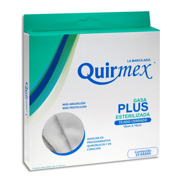 Quirmex Gasa Plus Esterilizada 10X10CM 10 Piezas