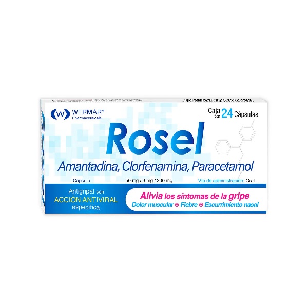 Rosel Amantadina/Clorfenamina/Paracetamol Caja 24 Cápsulas