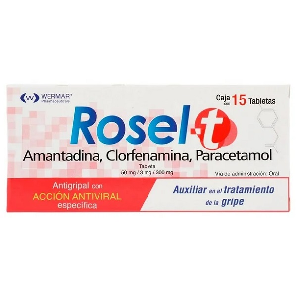Rosel-T Amantadina/Clorfenamina/Paracetamol Caja 15 Tabletas