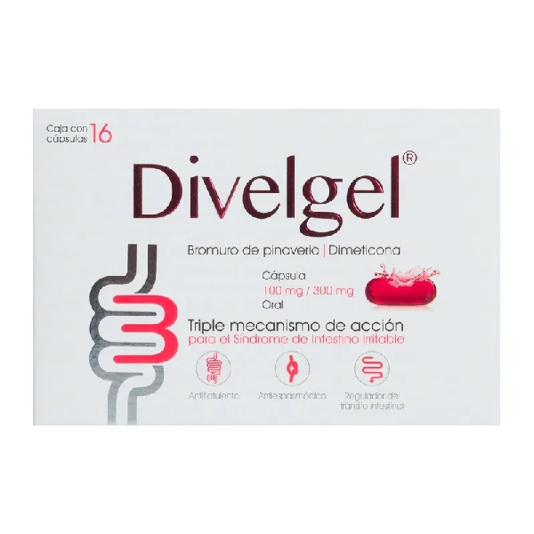 Divelgel Bromuro de Pinaverio/Dimeticona 16 Cápsulas