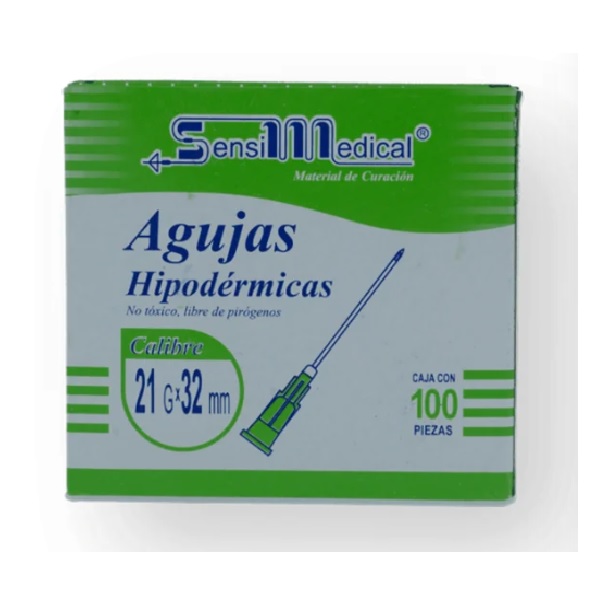 Sensimedical Agujas Hipodérmicas 21x32mm  100 Piezas