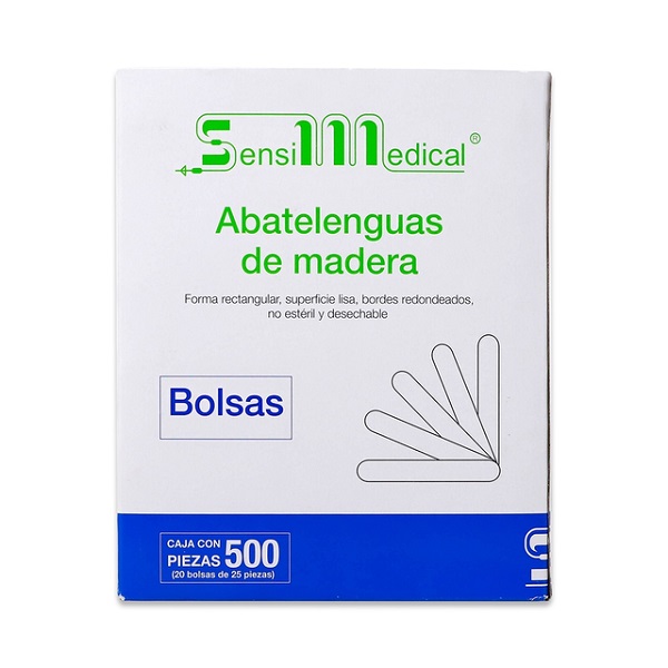Sensi Medical Abatelenguas De Madera 20 Bolsas 25 Piezas C/U